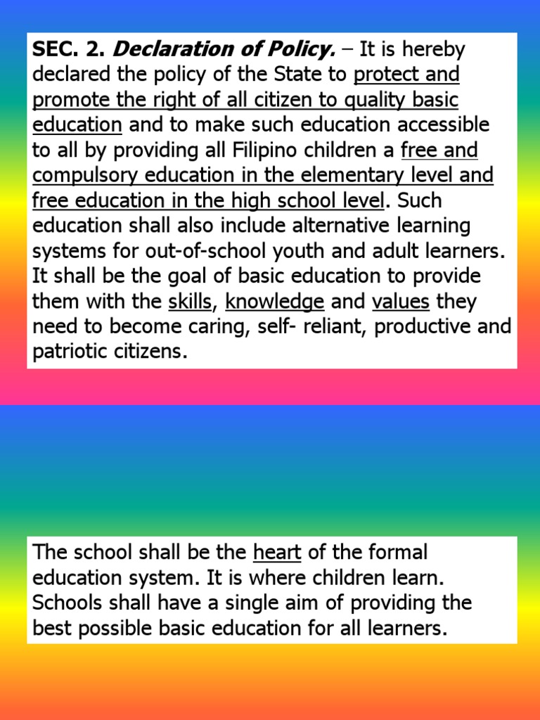 Free Basic Education Policy in the Philippines | PDF | Wellness
