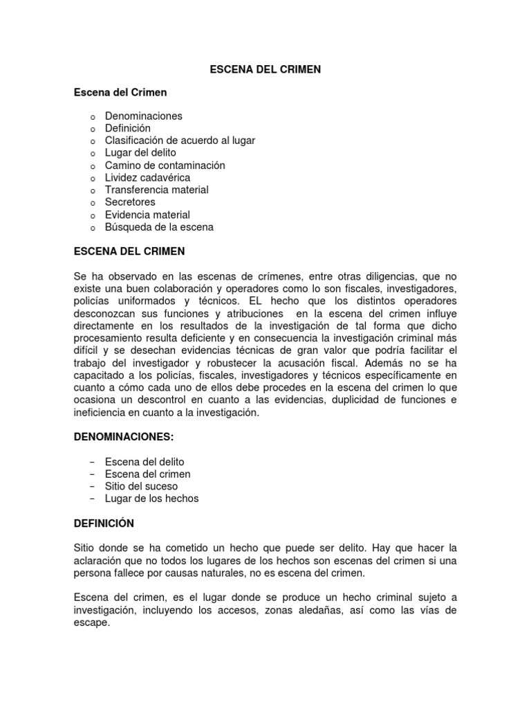 Análisis de la Escena del Crimen | PDF | Contaminación | Crimen y violencia
