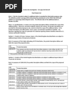 Tariff Product List