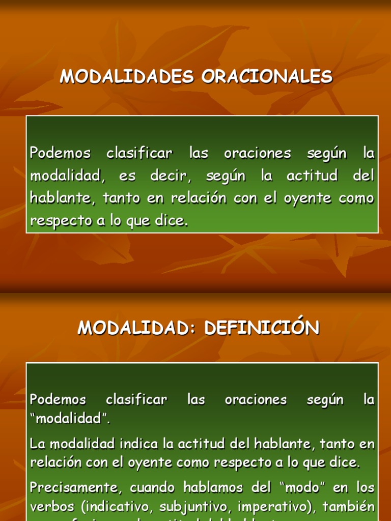 Clasificación de Modalidades Oracionales | PDF | Idiomas | Artes del ...