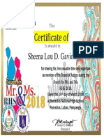 Certificate of Appreciation: Sheena Lou D. Gaviola