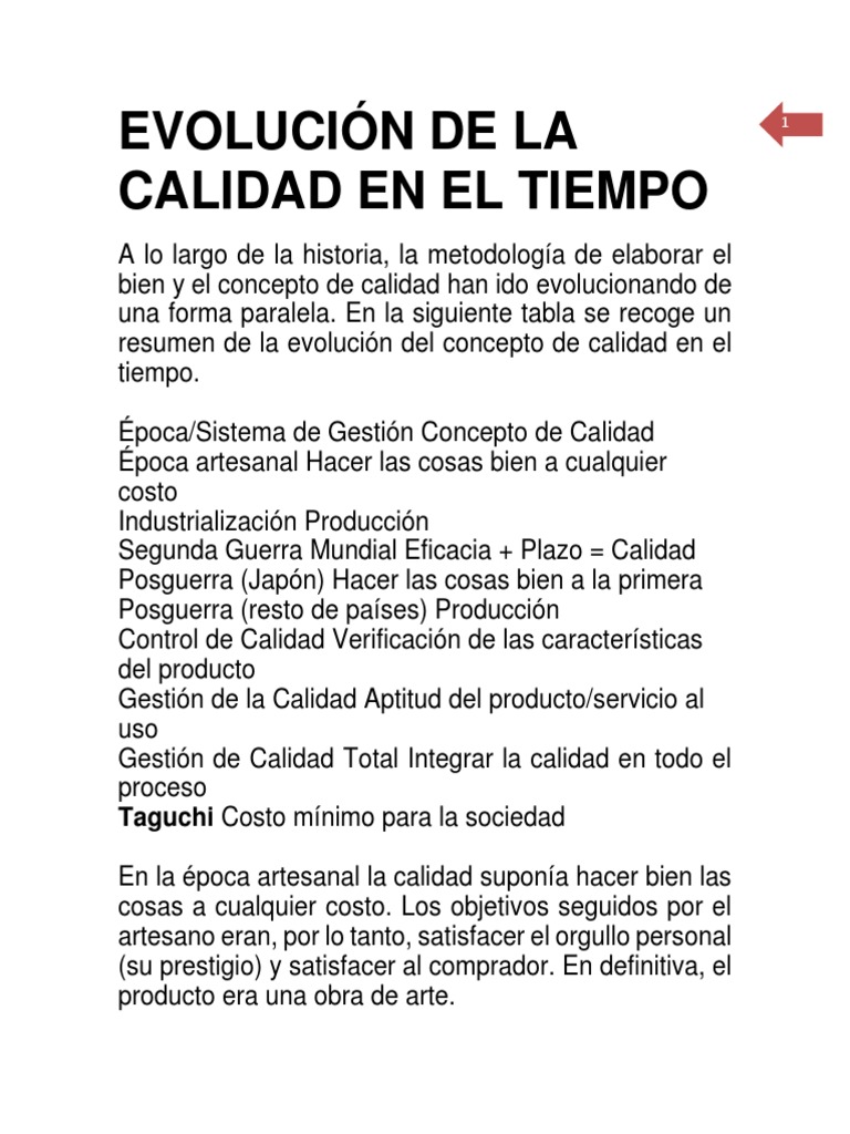 Evolución de La Calidad A Través Del Tiempo | PDF | Gestión de la ...