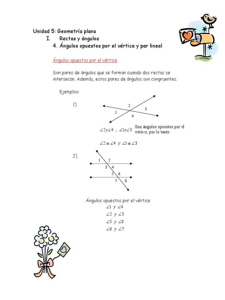 Ángulos Opuestos y Pares Lineales | PDF, image size:768x1024