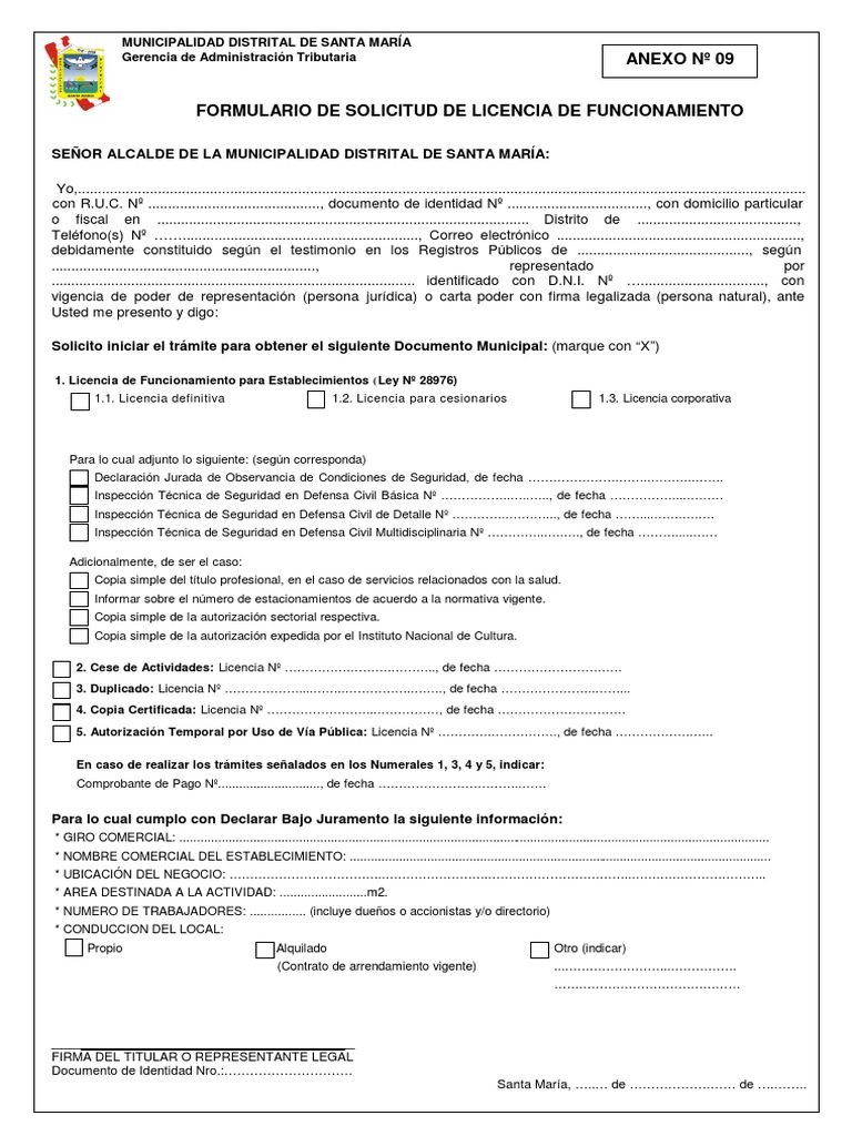 Formato de Licencia de Funcionamiento | PDF | Justicia | Crimen y violencia
