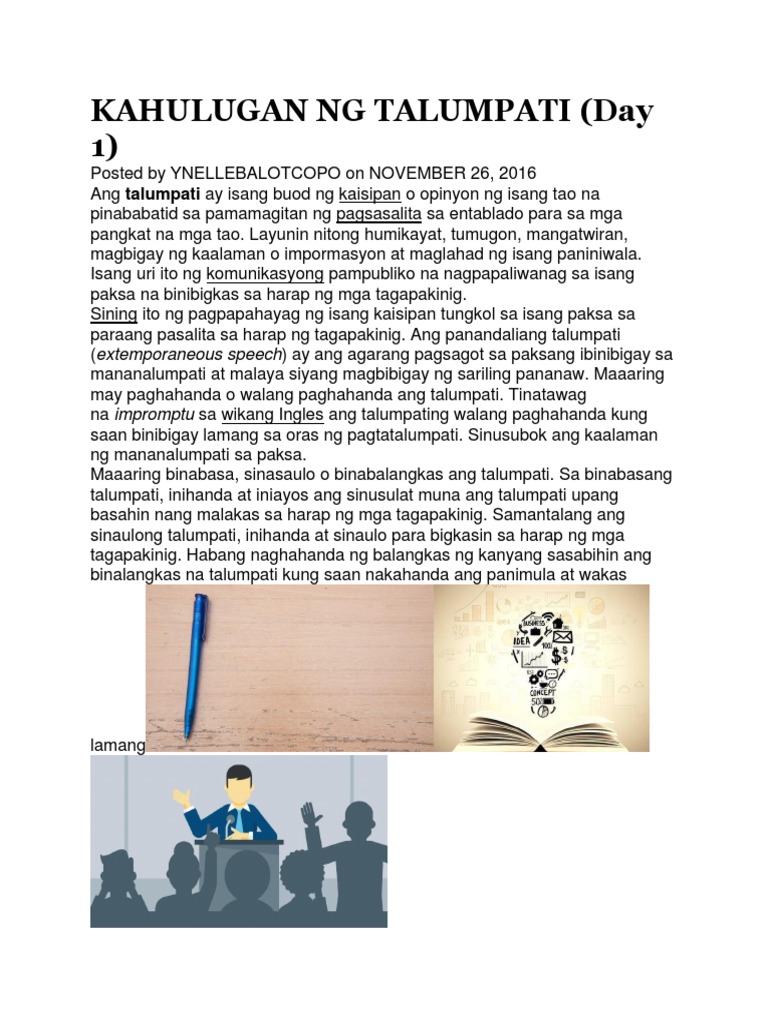 Kahulugan Ng Talumpati (Day 1)