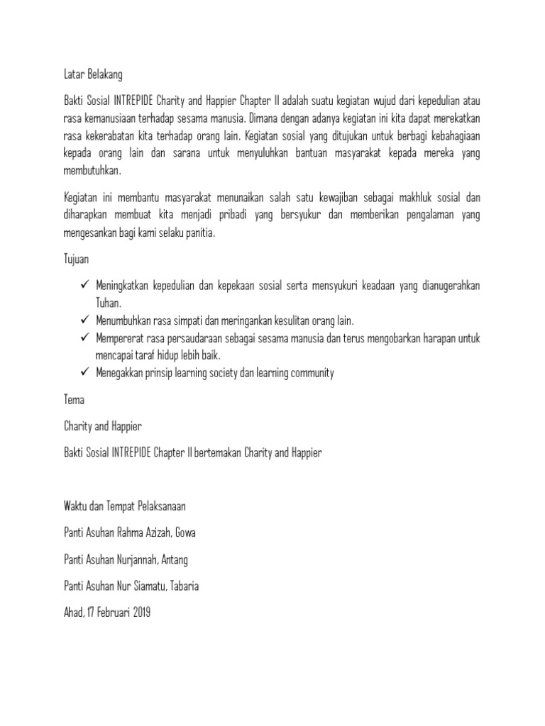 Contoh Proposal Kegiatan Baksos
