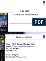 CDB 3033 Transport Phenomena: Course Administration & Outcome Based Education (OBE)