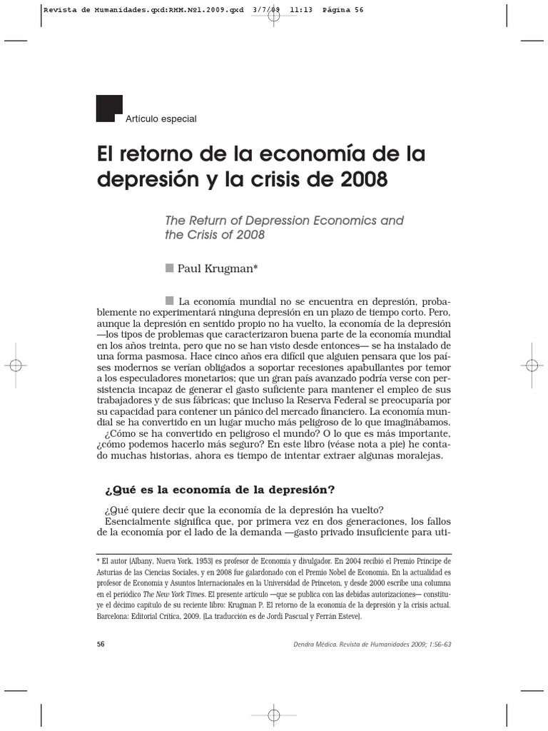 Economía de la Depresión y Crisis 2008 | PDF | Crisis financiera de ...