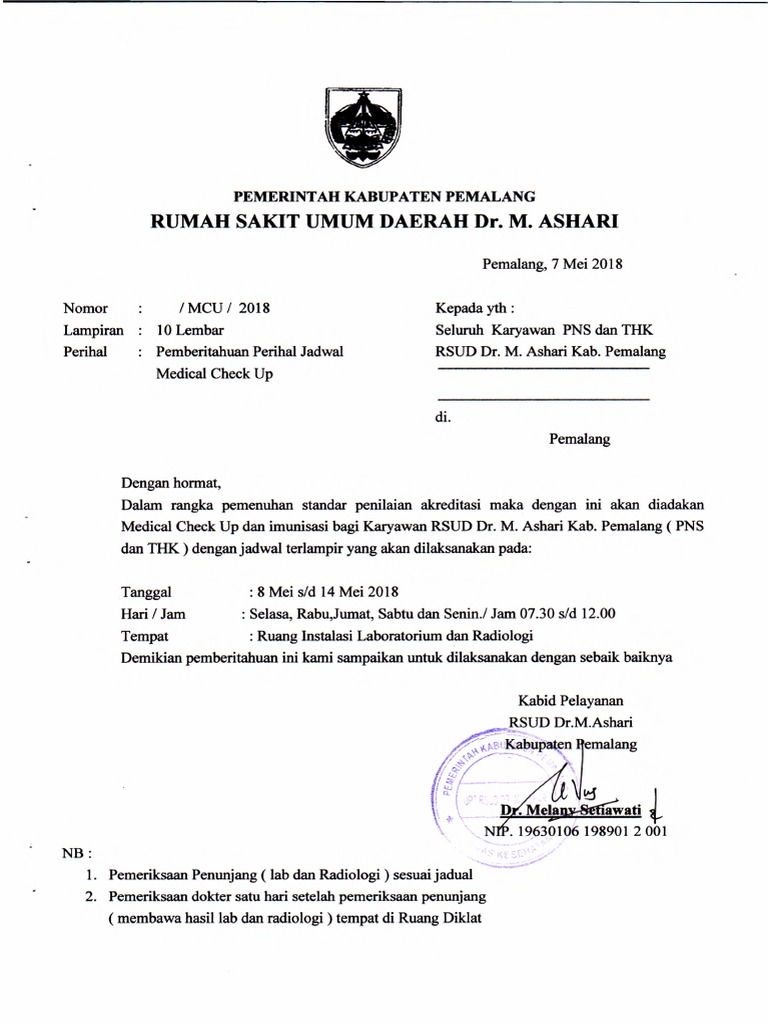 Contoh Pemberitahuan Jadwal Mcu Pdf