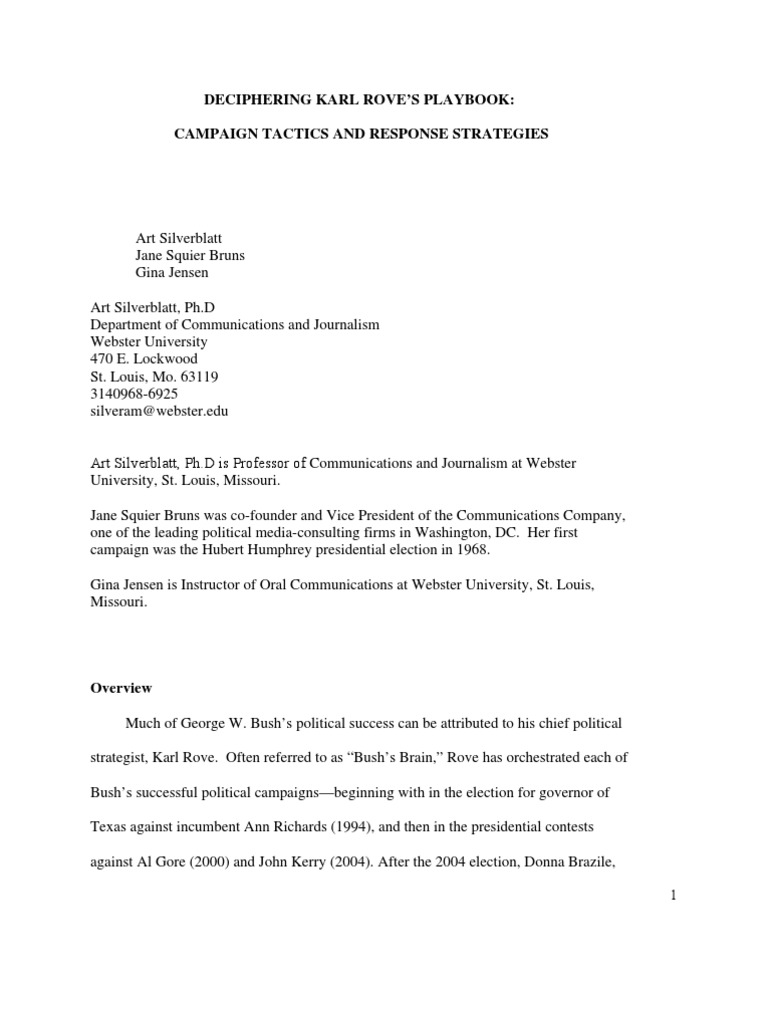 Carl Rove Campaign Tactics | PDF | Fox News | Karl Rove