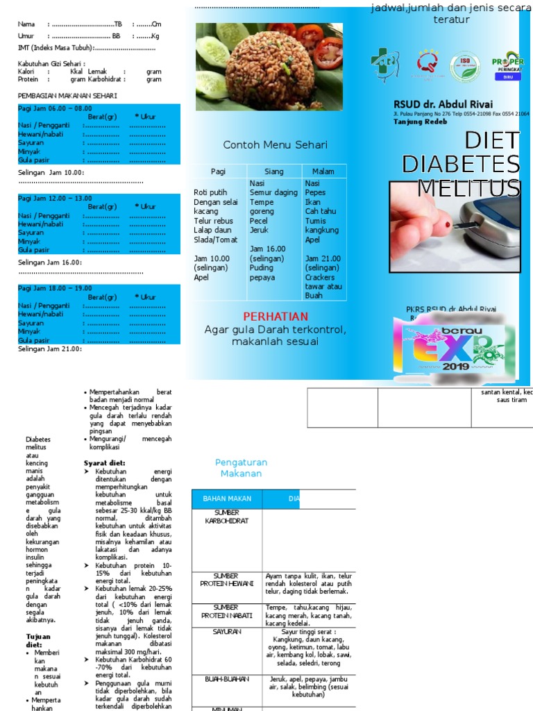 Menu Diet Diabetes Melitus Sehari-hari | PDF