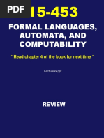 Formal Languages, Automata, and Computability: Read Chapter 4 of The Book For Next Time