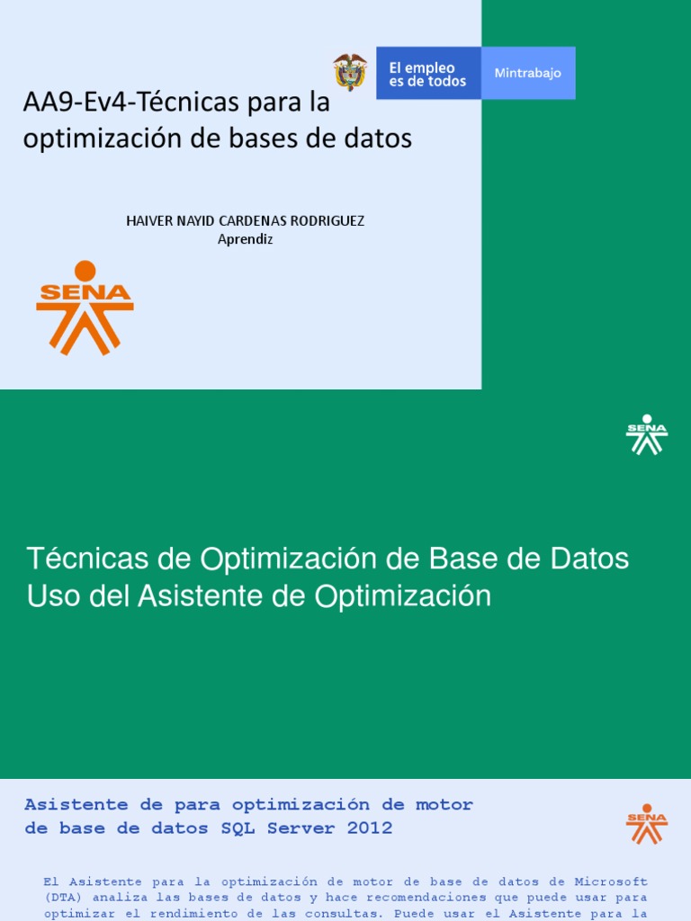 AA9-Ev4-Técnicas para La Optimización de Bases de Datos | PDF ...