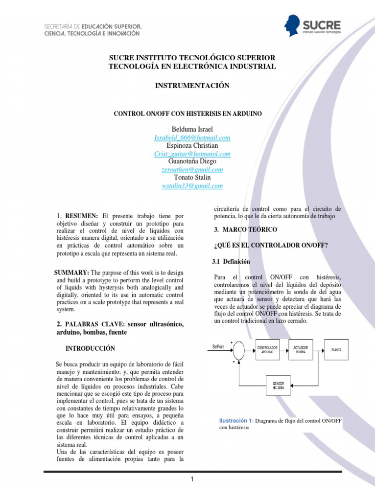 Control ON/OFF con Histeresis en Arduino | PDF | Microcontrolador | Arduino