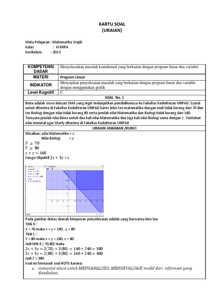 Kartu Soal Kelas Xi Mipa