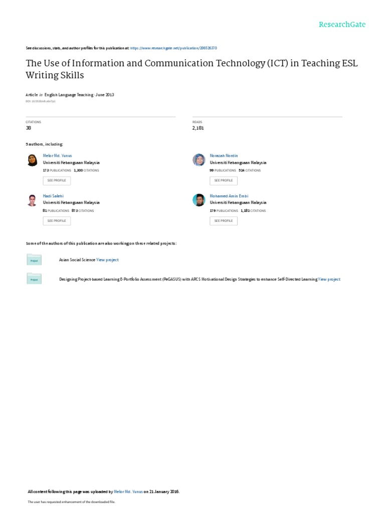 The Use of Information and Communication Technolog PDF | PDF