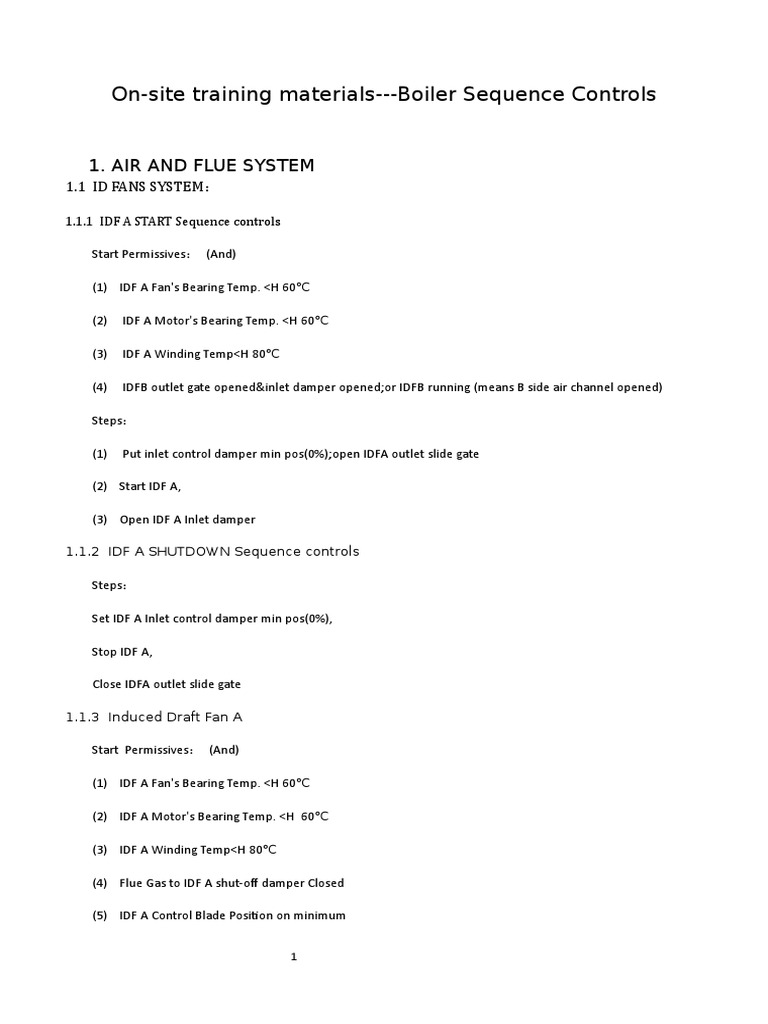 On-Site Training Materials - Boiler Sequence Controls: 1. Air and Flue ...