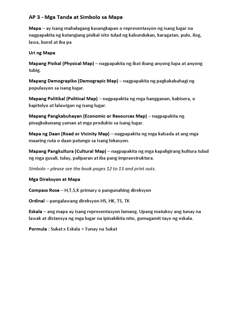 Ap 3 Mga Tanda At Simbolo Sa Mapa Simbolo Please See The Book Pages 12 To 13 And Print Outs