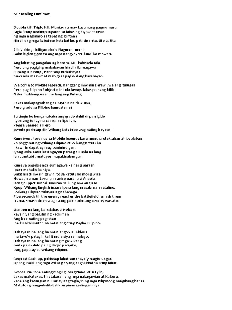 Spoken Poetry Sa Wikang FilipinoML Maling Lumimot  PDF