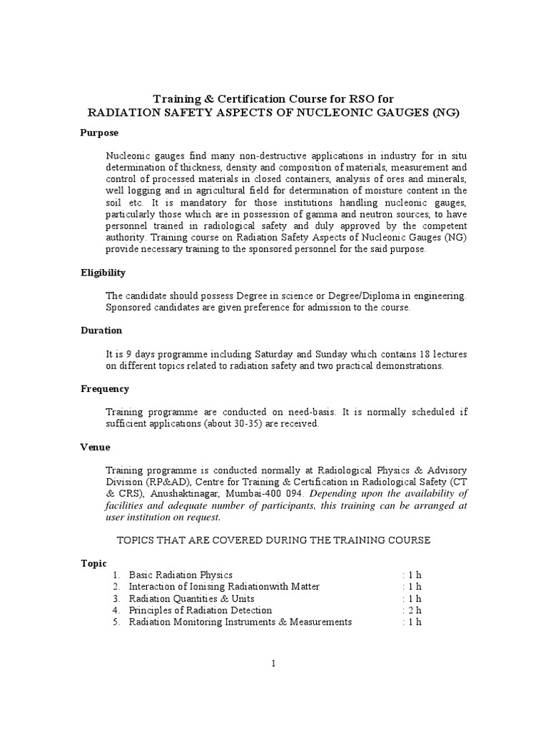 Details About Training Course in Nucleonic Gauge | PDF | Ionizing ...