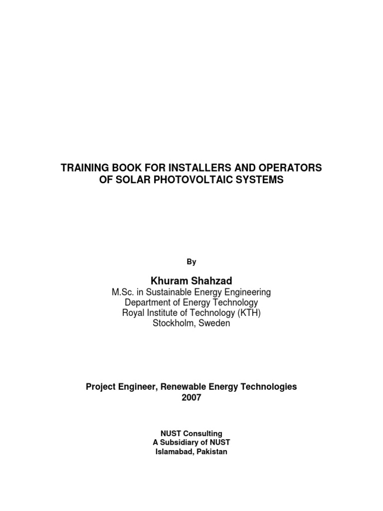 Solar PV Systems Training Manual | PDF | Photovoltaic System | Solar Panel