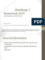 Physical Metallurgy 1 Homework 2019: ENMT 603006 / ENMT 613010