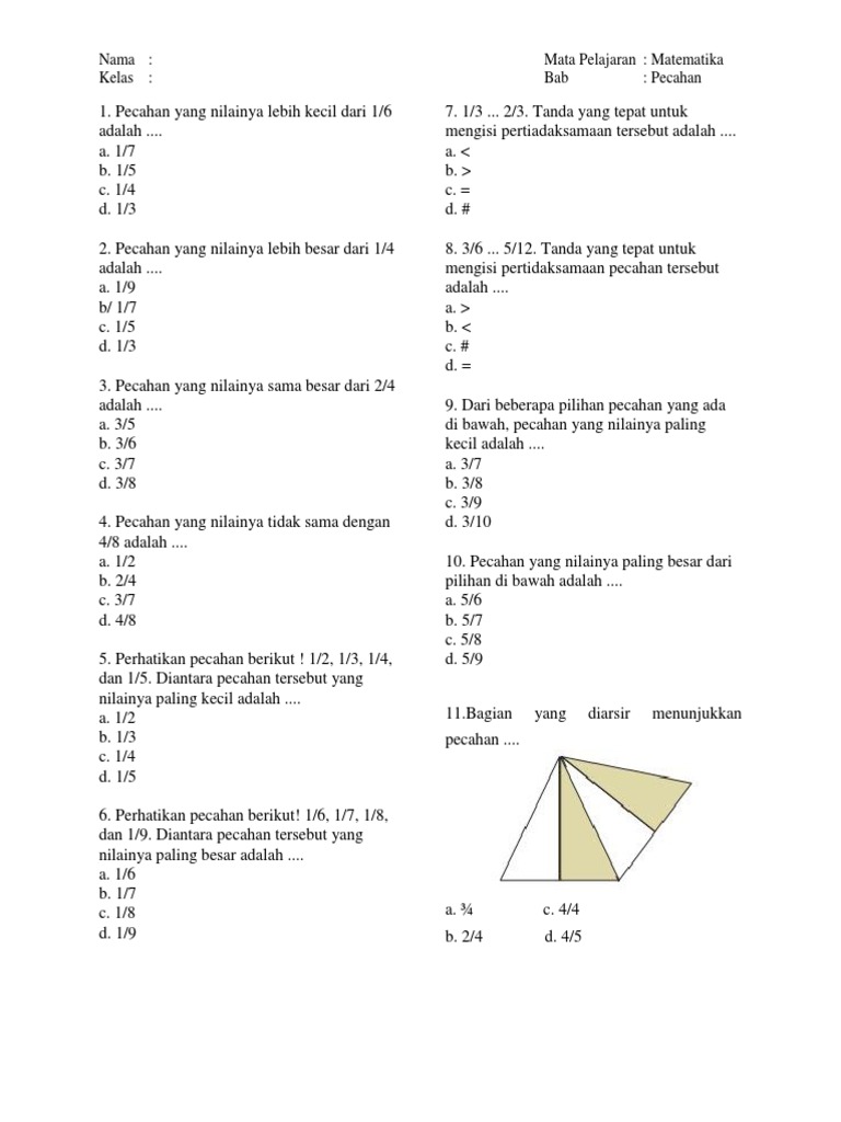 Soal Matemetik Febrina Pecahan Pdf