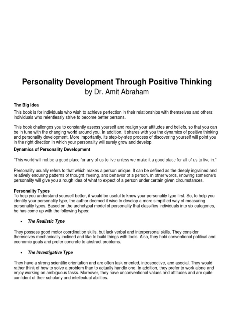 Positive Thinking for Personality Growth | PDF | Mental Health | Thought