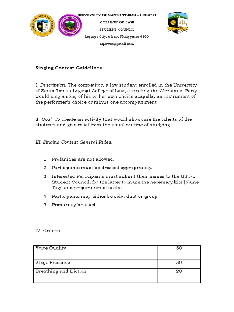 GUIDELINES Singing Contest | PDF