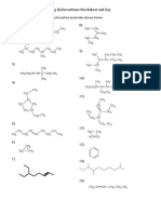 Naming Hydrocarbons Worksheet and Key: Write The Name of Each of The Hydrocarbon Molecules Shown Below: 1) 8)