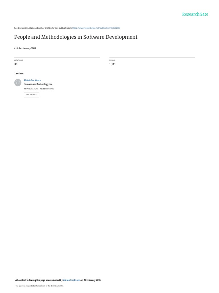 People and Methodologies in Software Development PDF | PDF | Software ...