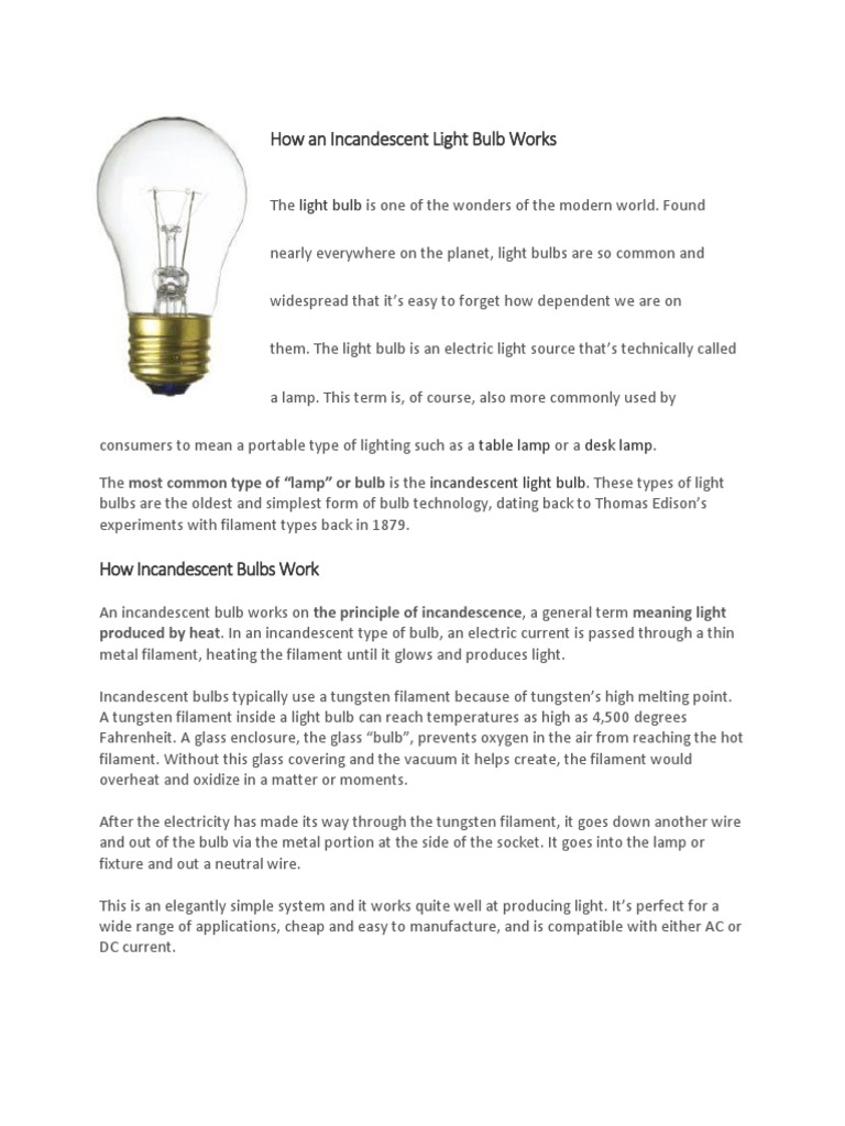 How Does An Electric Light Bulb Work Thunderbolt Kids