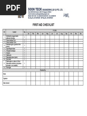 12. First Aid Checklist 