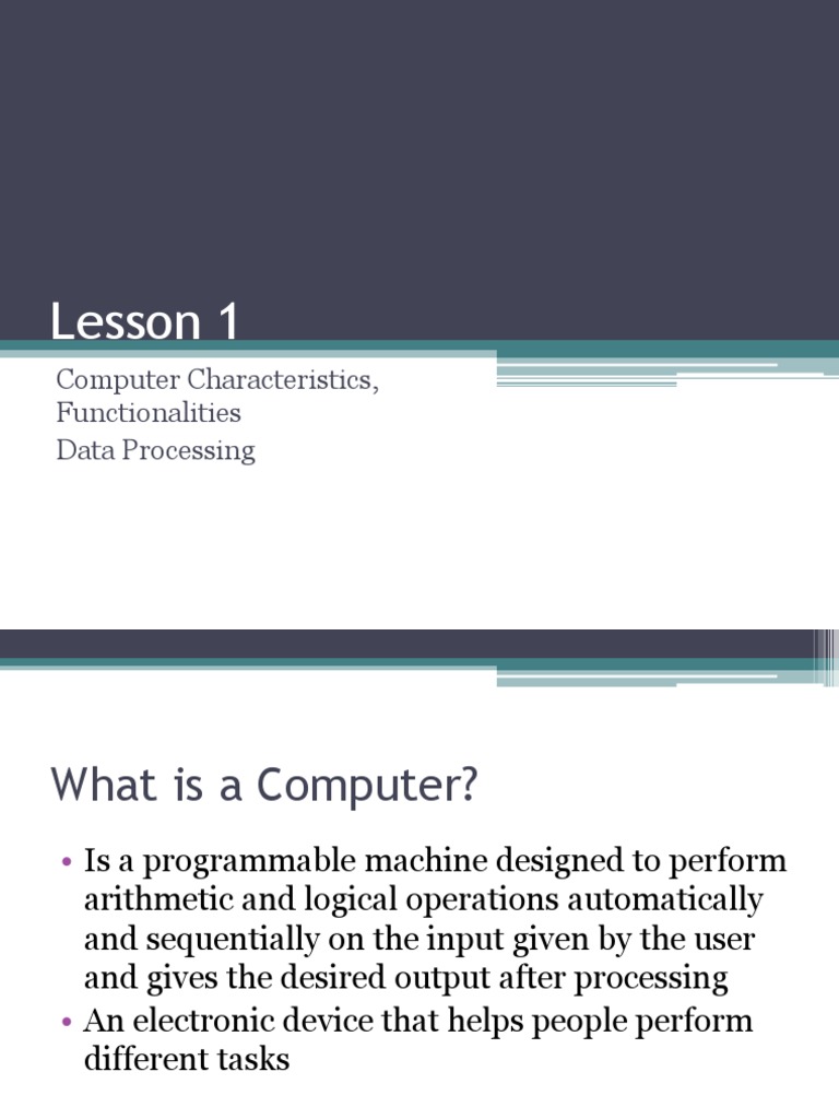 Lesson 1 Data Processing | PDF | Personal Computers | Workstation