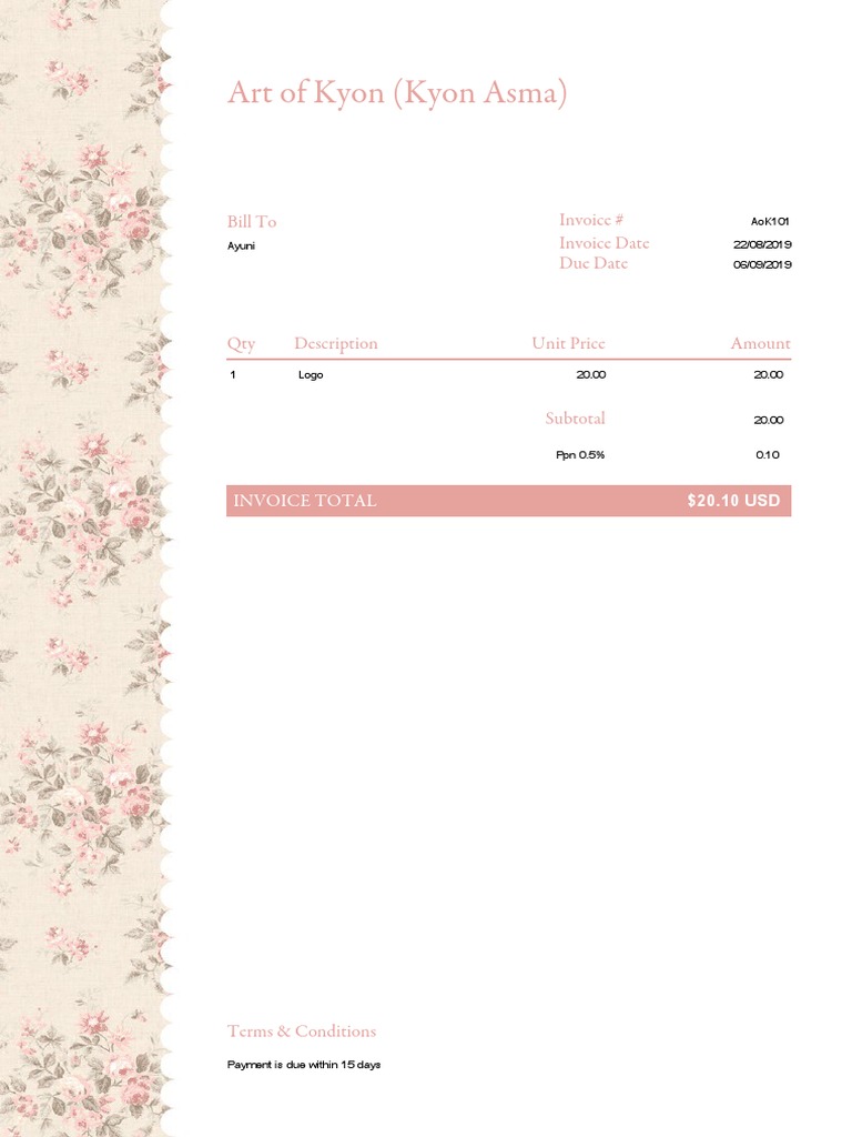 Kyon Asma Invoice AoK101 Summary | PDF