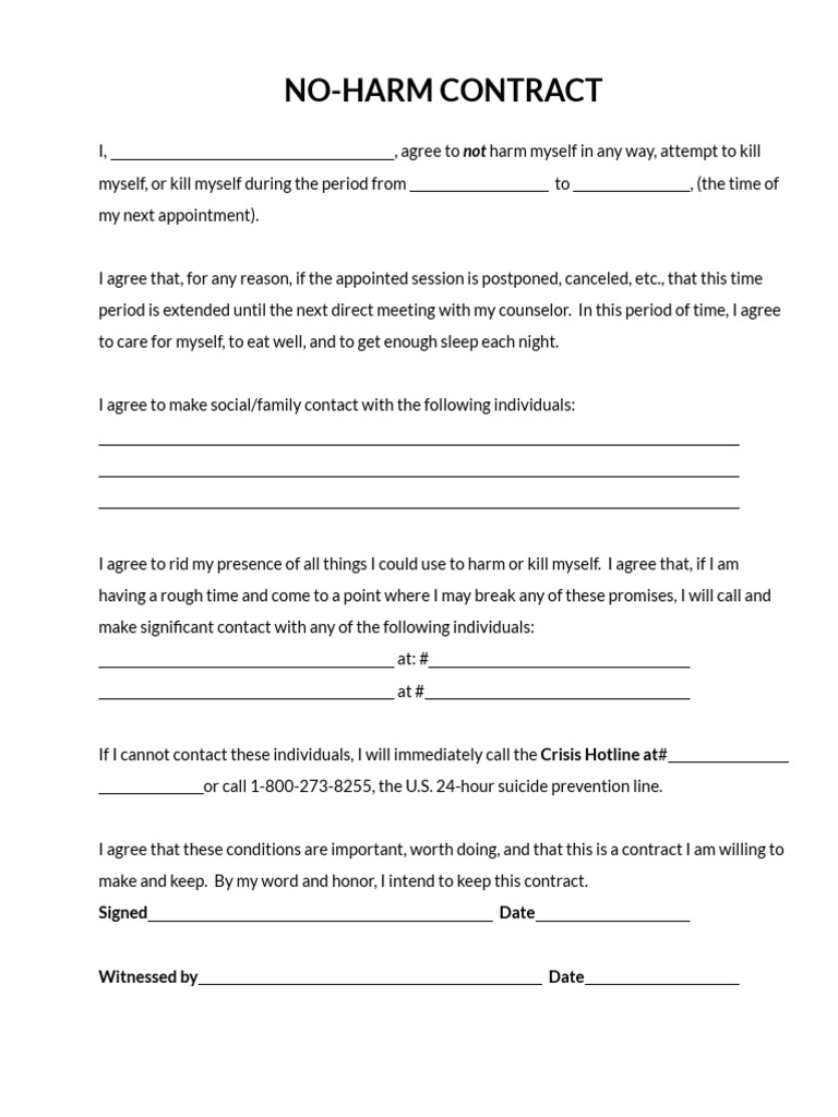 No Harm Contract PDF