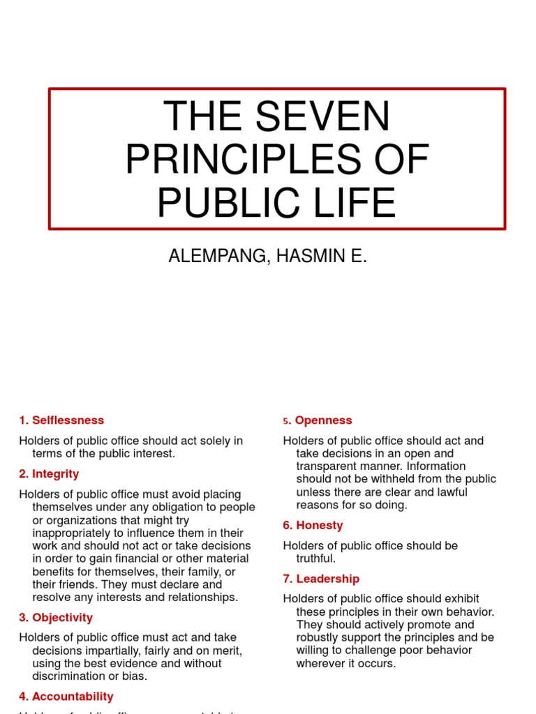 Seven Principles of Public Life | PDF