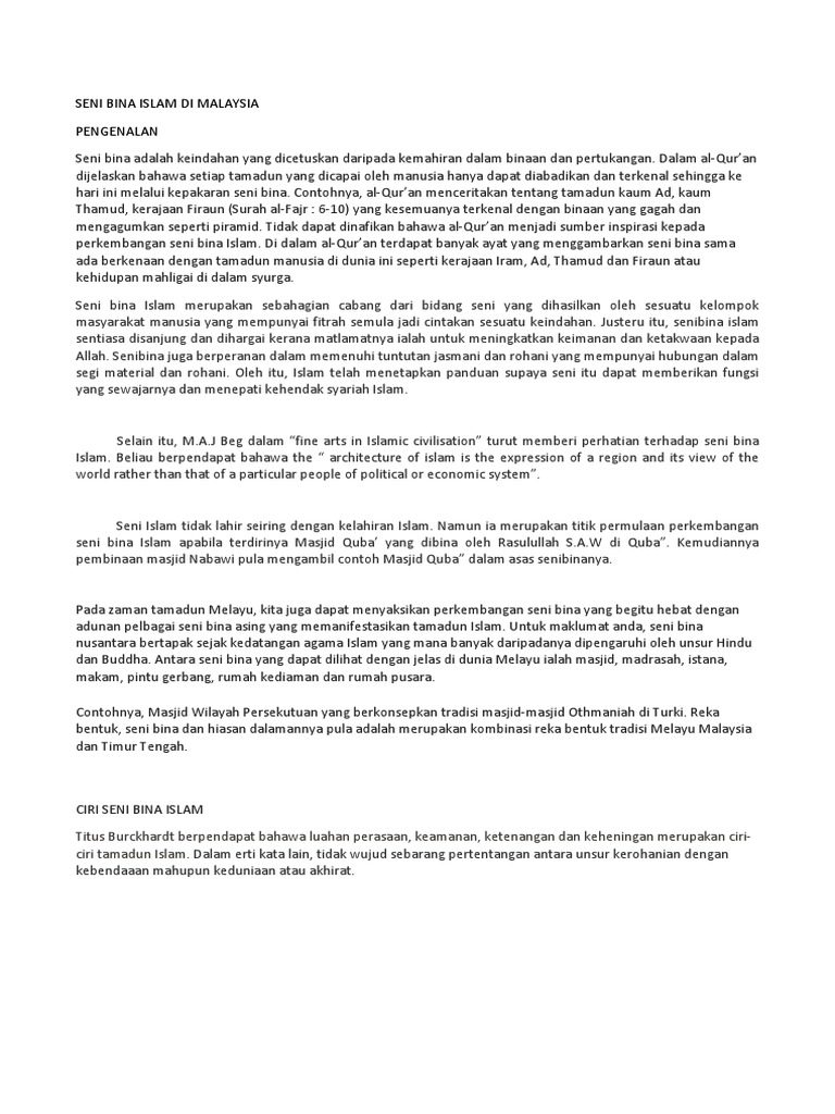 Seni Bina Islam Di Malaysia Pdf