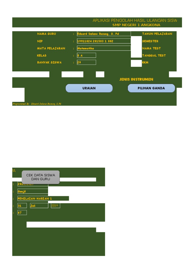 Aplikasi Pengolah Hasil Ulangan Siswa