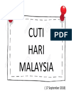 Cuti Hari Malaysia: (17 September 2018)