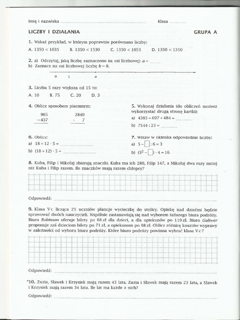 Matematyka Z Plusem Klasa 4 Sprawdziany Pdf Nowa Era