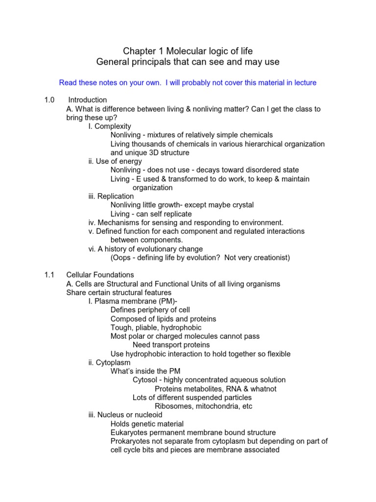 Chapter 1 Biochem Pdf Metabolic Pathway Cell Biology