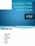 3.1 Managing The Marketing Function 7 P's
