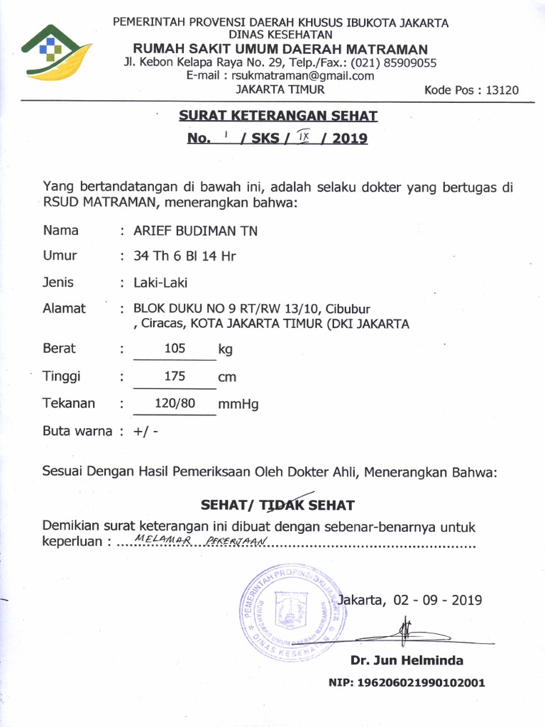 Surat Keterangan Sehat