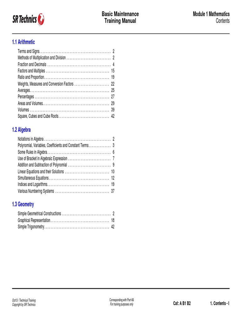 Easa Dgca Module Handbook Fraction Mathematics Algebra