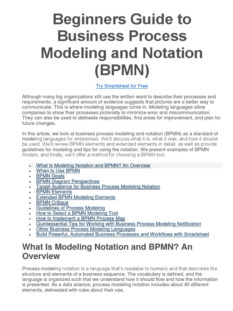 Beginners Guide To Business Process Modeling and Notation | PDF ...