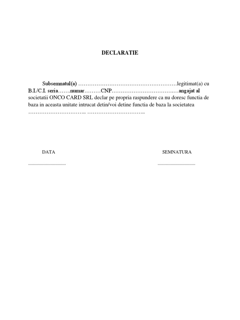 Declaratie Functie De Baza La Alta Societate