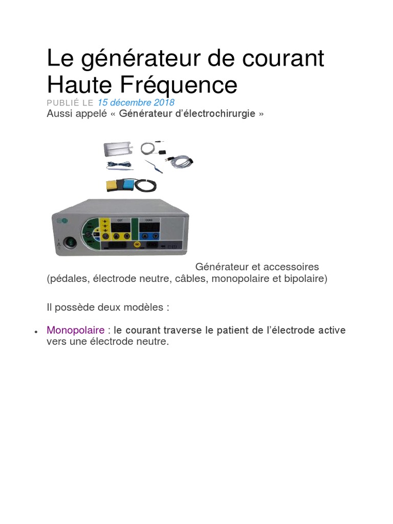 Générateur de courant haute fréquence PDF Stimulateur cardiaque — free download