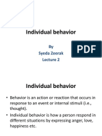 Individual Behavior: by Syeda Zeerak