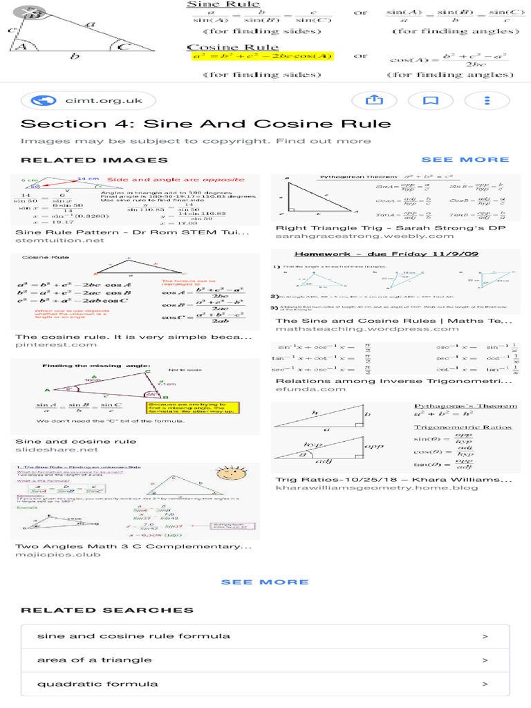 Cosine Rule - Google Search | PDF | Trigonometric Functions | Triangle